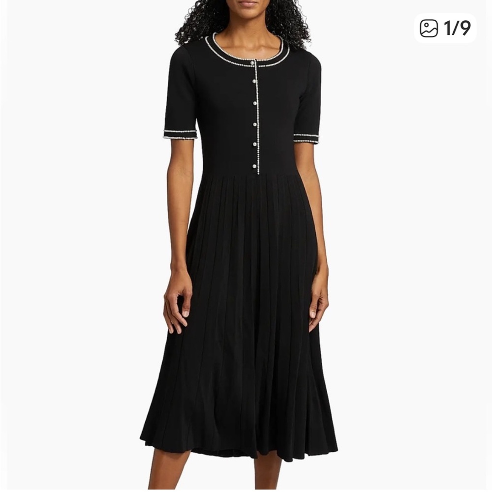 Elie Tahari Leona pearl embellished sweater dress